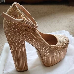 Rose Gold Rhinestone Platform Heels